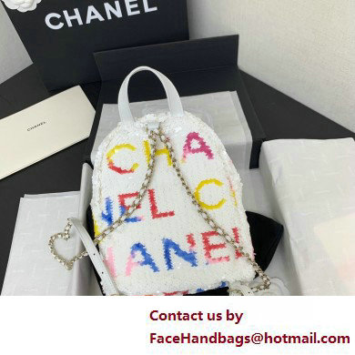 Chanel Sequins  &  Silver-Tone Metal Mini Backpack Bag AS4662 White, Yellow, Pink  &  Blue 2025